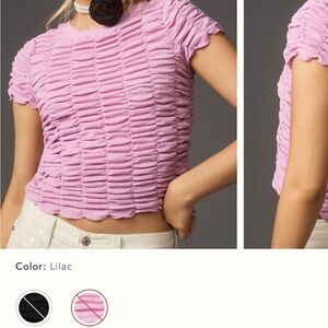 Anthropologie Ruched Baby Tee - Lilac